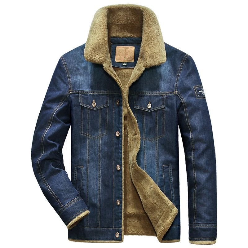 Herren Fleece Denim Jacke Vintage – Kylian