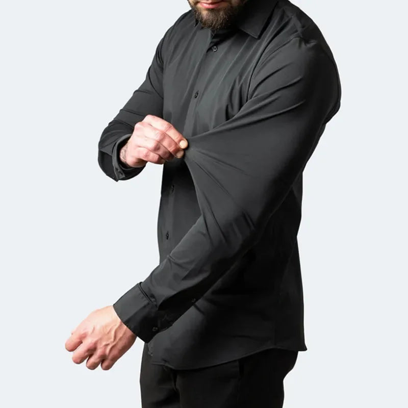 Herren Bügelfreie Hemden | Langarm Hemd Slim Fit X-Stretch™️